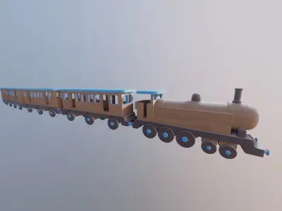 WOODEN TRAINS and CARRIAGES TOY BUNDLE - RogueFilmProductions Low-poly 3D model