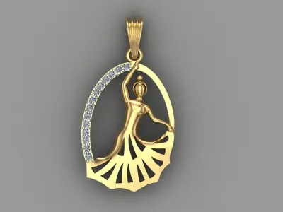 Dancing Doll Gold Pendan 3D print model