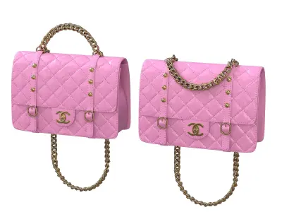 Vintage Flap Bag Aged Calfskin Pink Low-poly 3D model
