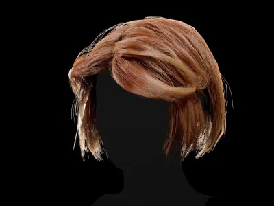 Realtime Hair - Bob Hair Builder Low-poly 3D model