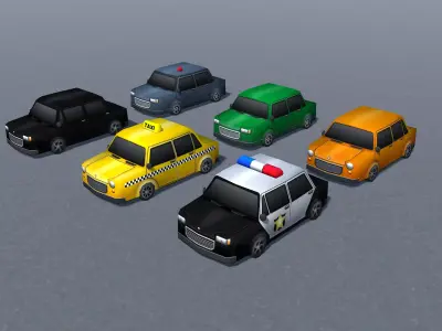 Cars Model Pack low-poly gons toon style vehicles Low-poly 3D model