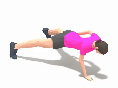 one arm pushups Exercise Woman Animation Low-poly 3D model