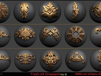 Fred ORNAMENT BRUSH Vol 10 -IMMBRUSH-3DMODELS-4kAlpha Low-poly 3D model