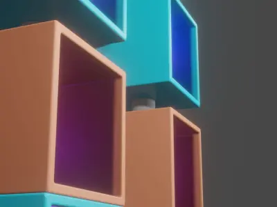 Blocky Apartments Low-poly 3D model