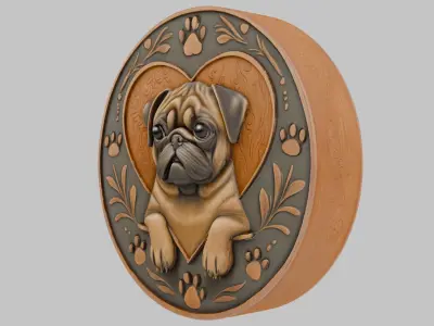 Dog Banner Embelm Low-poly 3D model