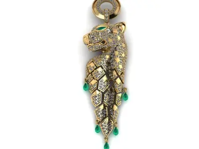 Panther pendant 3D printable for gold and silver 3D print model