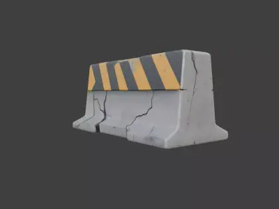 Broken Road Barrier Low-poly 3D model
