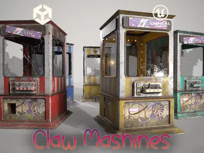 Pack Claw Mashines Game Ready  Low-poly 3D model