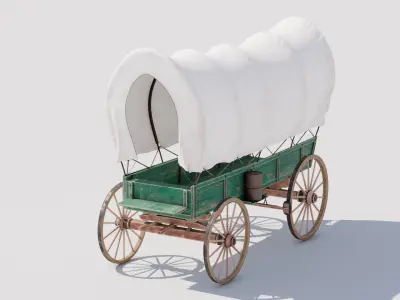 Covered Wagon 02 Low-poly 3D model