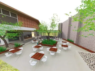 chofeeshop and library outdoor 3D print model