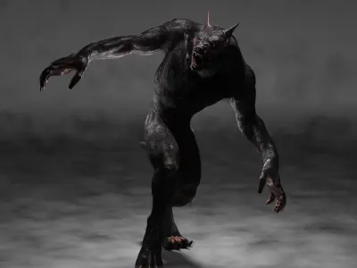 Werewolf demon with claws Low-poly 3D model