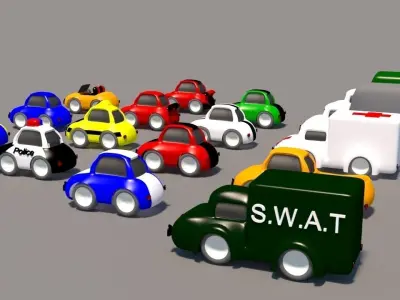 Cartoon Low Poly Car Pack Low-poly 3D model