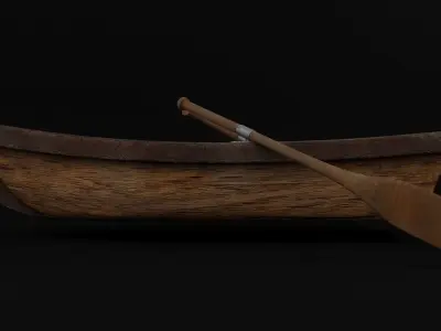 ROWING BOAT 3D MODEL LOW POLY PBR Low-poly 3D model