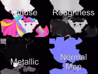 Rainbow Unicorn Plush model pack Low-poly 3D model