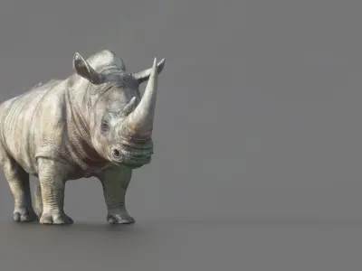 White Rhino Low-poly 3D model