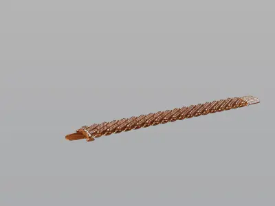 Model Cuban Chain Bracelet and Necklace stones cut round 3D print model