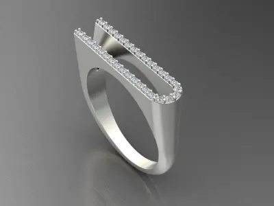 alphabet jewelry ring diamond letter U 3D print model