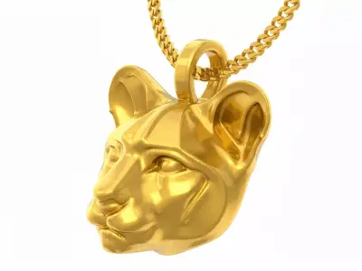 lioness head pendant - one inch pendant 3D print model