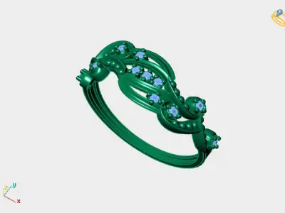 Women Ring Diamond Stone STL 3DM Lightweight Printable 3D print model 41