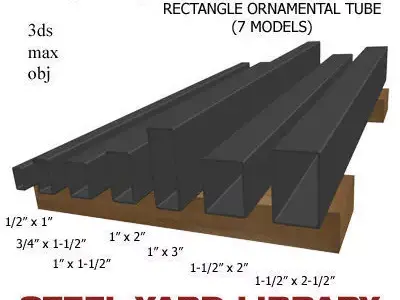 075in Wall Rectangle Ornamental Tube 3D model