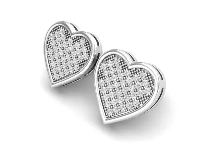 AV 511 Diamond Heart Shape Stud Earrings 3D print model