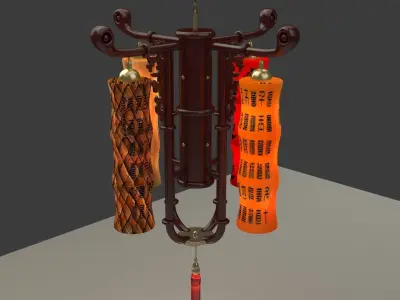 Chinese bamboo red lantern 3D model