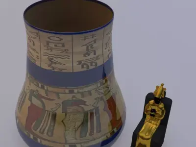 Osiris Statue and Vase Free 3D model