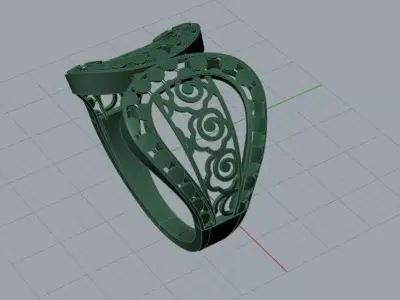 Adjustable Wide Gold Filigree Ring Openwork Laser Cut Jewelry 3D print model