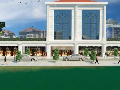 Office Building Exterior 3ds Max V-Ray Scene 3D model