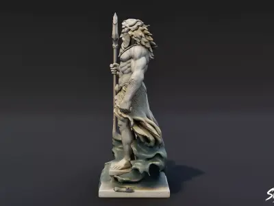 Poseidon Statue Low-poly 3D model