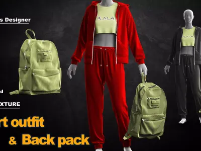 Sport wear and  Backpack  3D model