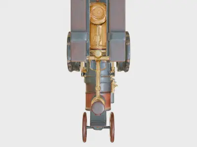 Steampunk Victorian Tractor with Brass Gears and Steam Pipes Low-poly 3D model