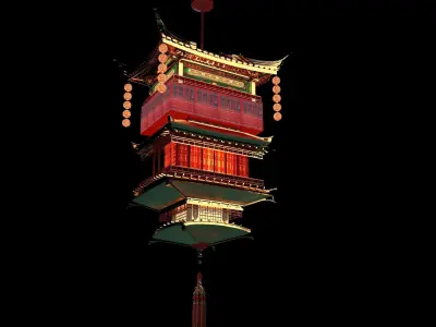 Chinese palace house lantern  3D model buy