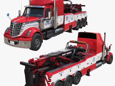 International LoneStar heavy wrecker truck Low-poly 3D model