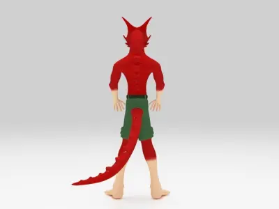 Character Red Dragon Low Polys  Rigged  Low-poly 3D model