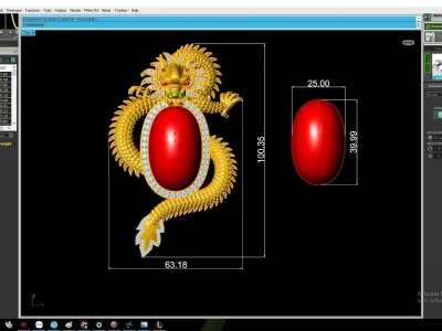 Luxury Dragon Oval Cabochon Pendant 3161 3D print model