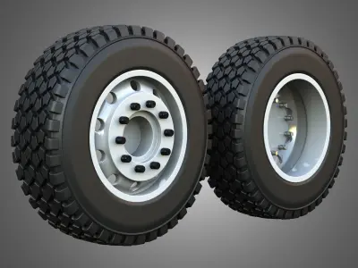 Twin Truck Wheels and Tires TWT1 3D print model