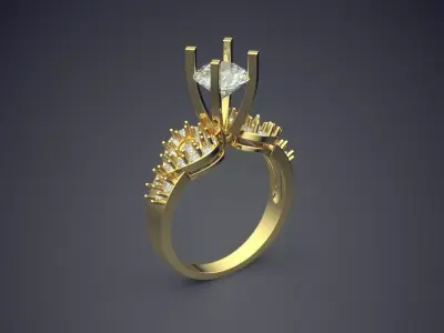 Luxury Ring With Heart Shaped Ornaments On The Sides CAD 5130 3D print model
