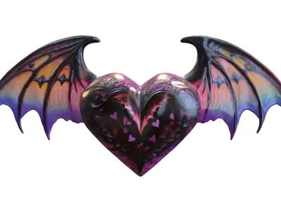 Demonic Heart with Wings 3D model