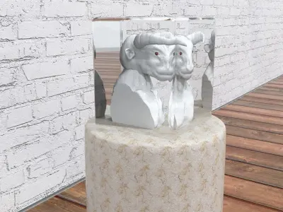 laos Minotaur bust Low-poly 3D model