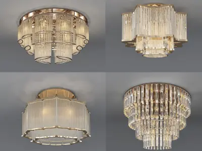 combination style European ceiling crystal 3D model