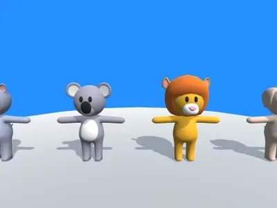 Lowpoly Animal Characters Pack - Cartoon Rigged 3D Models - 2 Low-poly 3D model