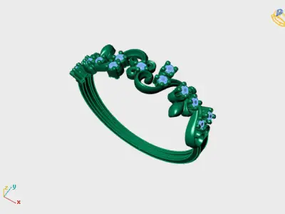 Women Ring Diamond Stone STL 3DM Lightweight Printable 3D print model 78
