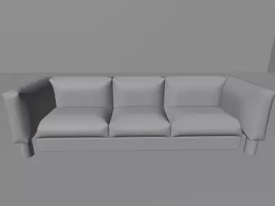 Luxury Contemporary Couch Leather 3 Seat Free 3D model