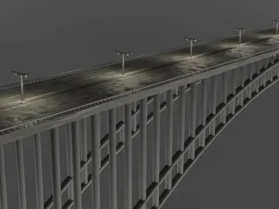 Bridge highway with lights 3D model