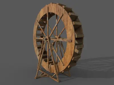 Water Wheel Low-poly 3D model Low-poly 3D model