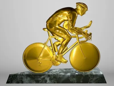 Cyclist 3D model gold statue of man riding bike 3D print model