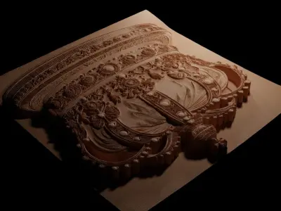 Royal Crown Sandcasting Bas High Relief CNC 3D print model