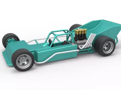Supermodified rear engine race car Scale 1 to 25 3D print model