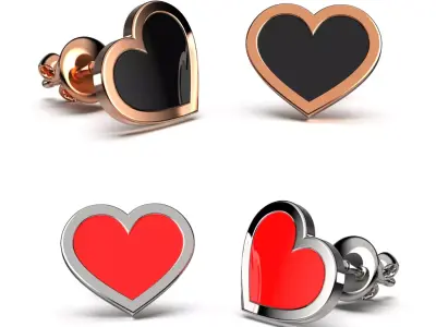 HEART Stud Earrings LOVE GIFT For Valentines Day  3D print model